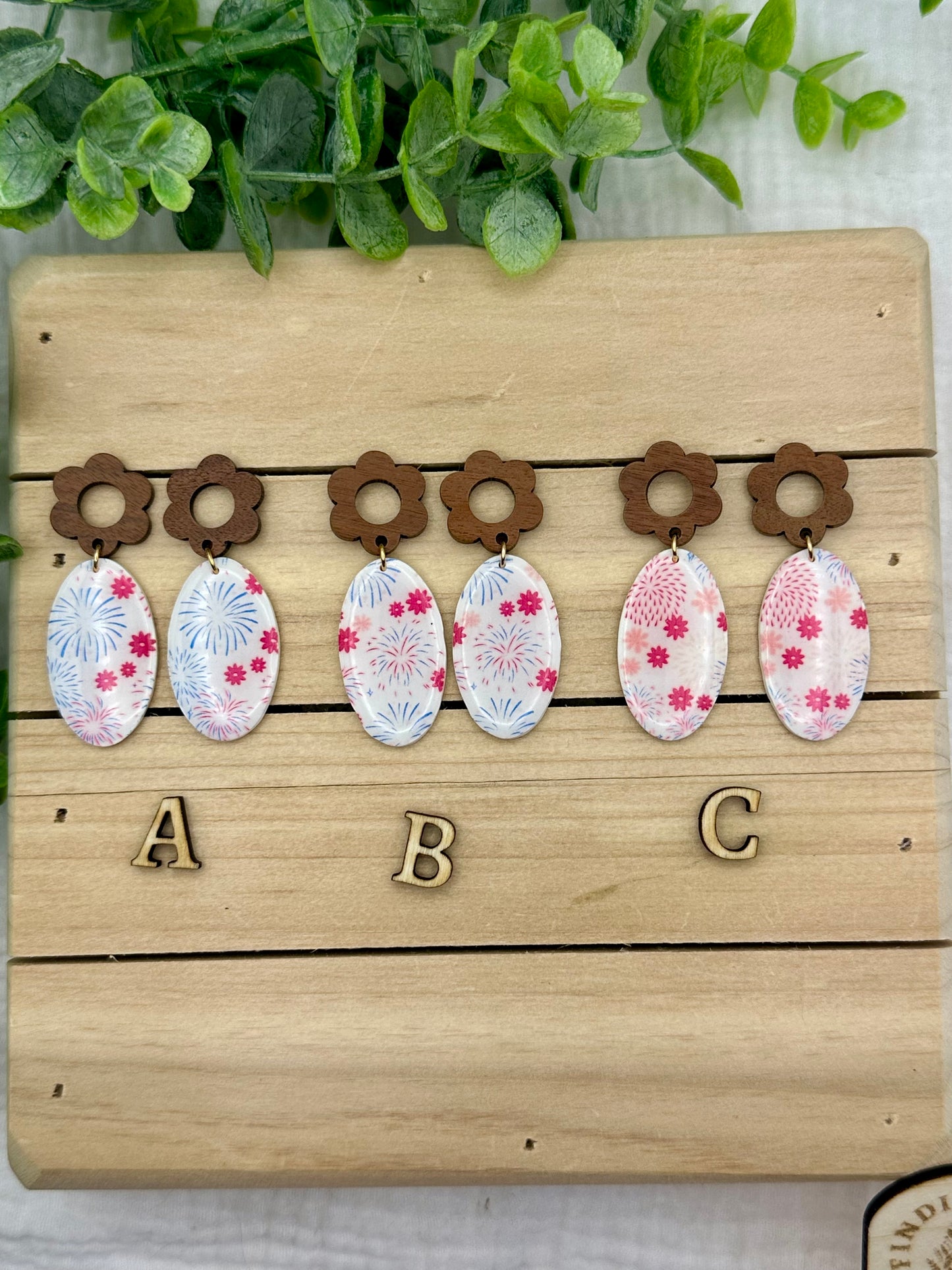 Firework Print Dangles