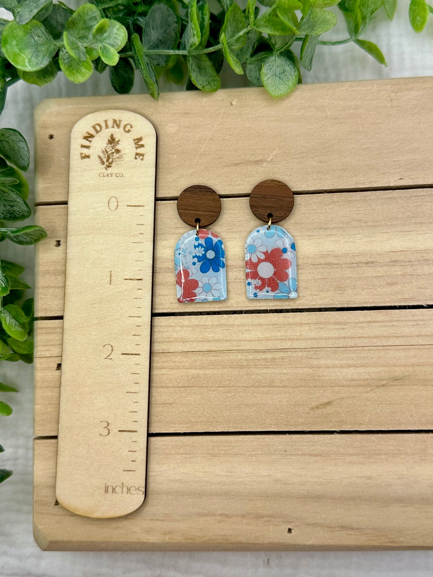 Boho Red and Blue flower dangles