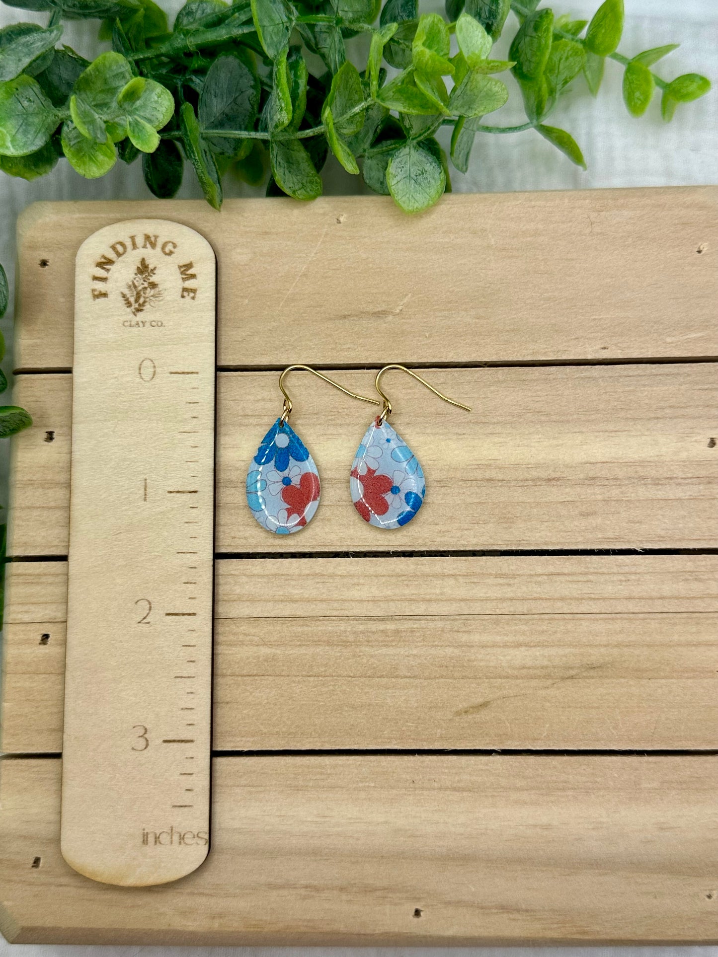 Boho Red and Blue flower dangles