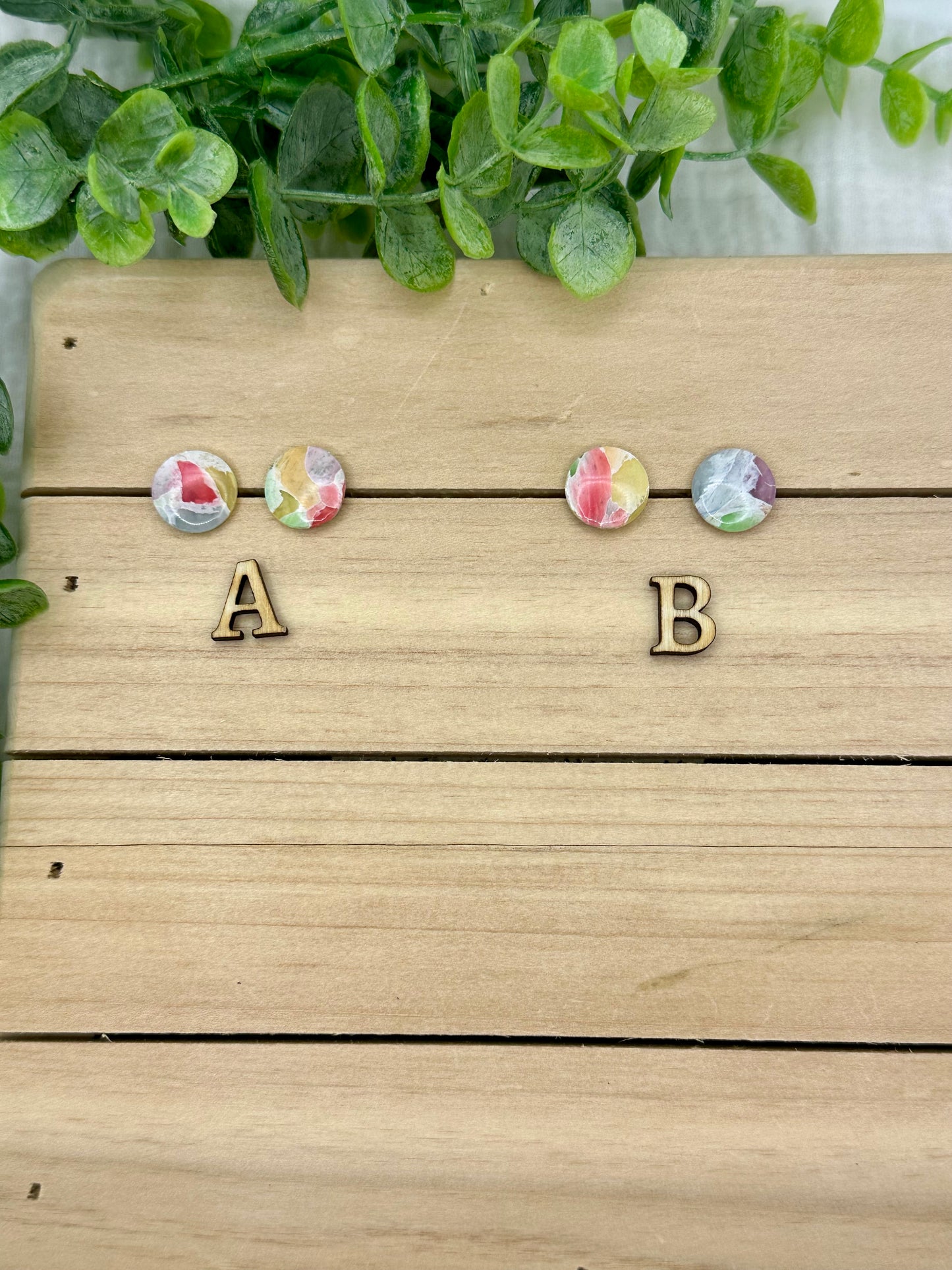 Rainbow Marbled Earrings