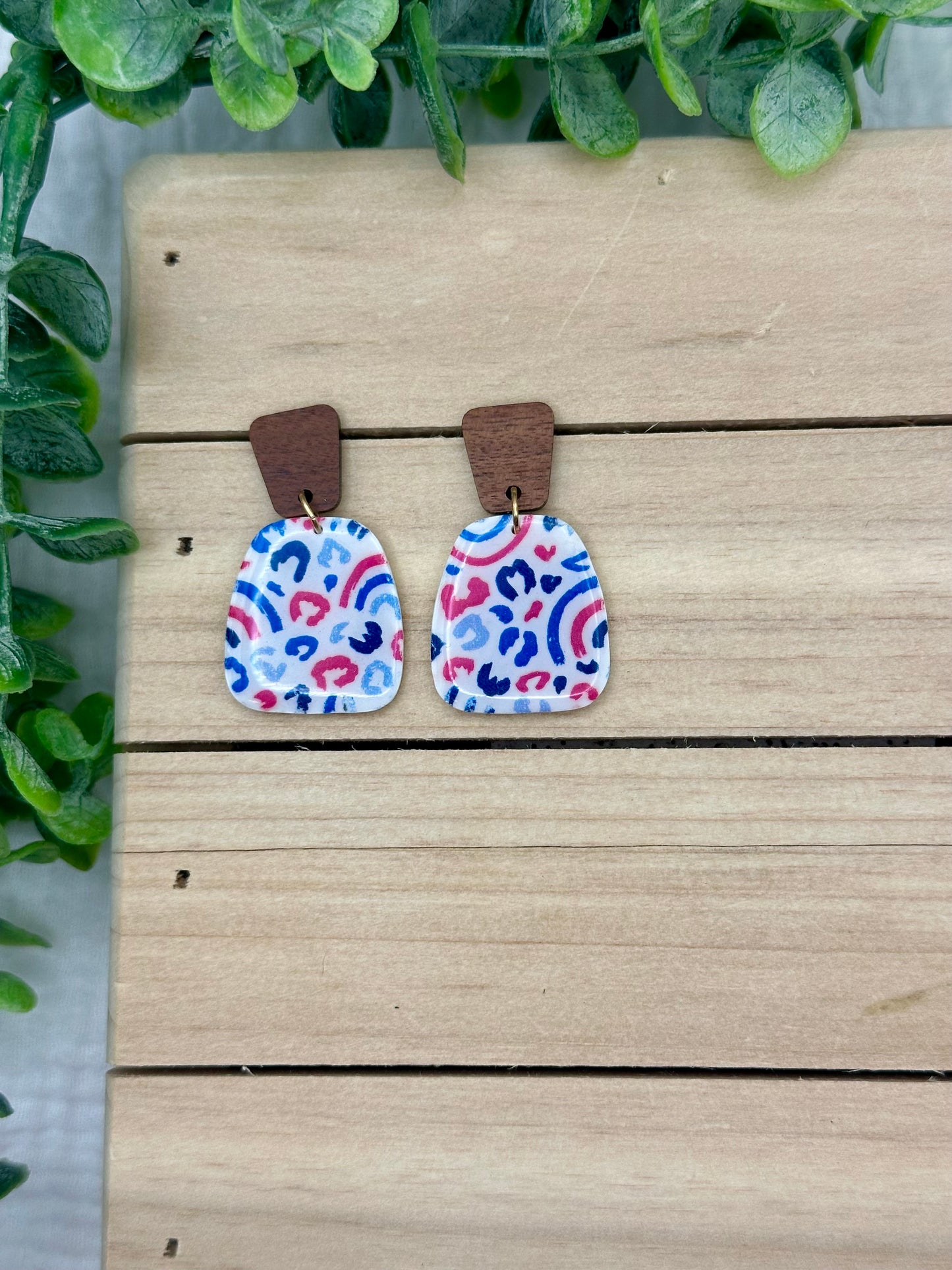 4th of July Cheetah Print Dangles