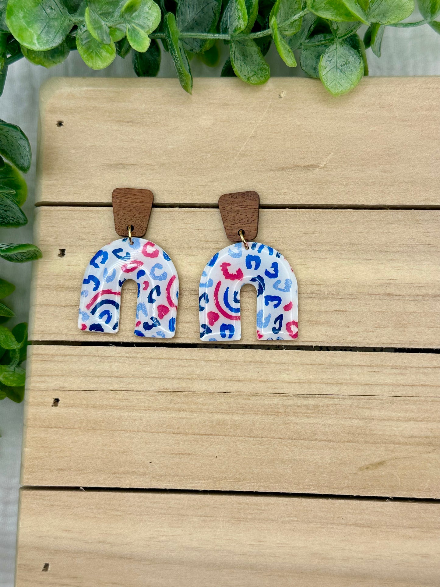 4th of July Cheetah Print Dangles