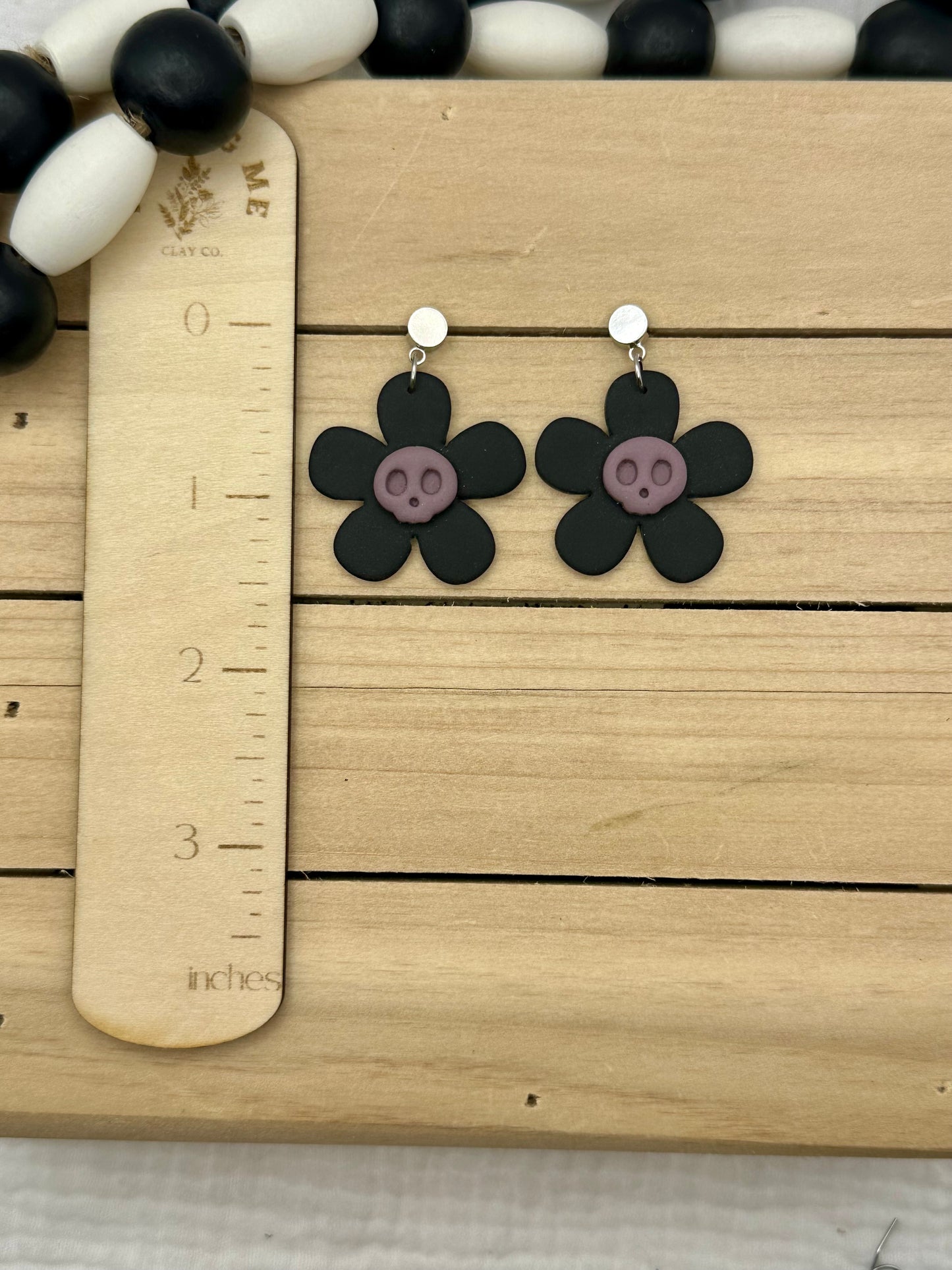 Daisy Skull Dangles